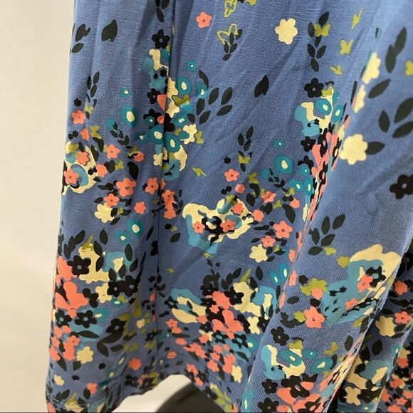 BeachTime Sleeveless Blue Floral Print Bathing Suit Cover Up Size 10 - Picture 6 of 9